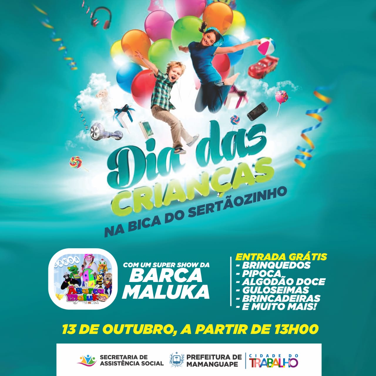 Dia das Crianças será comemorado na Bica do Sertãozinho com brinquedos e muita diversão