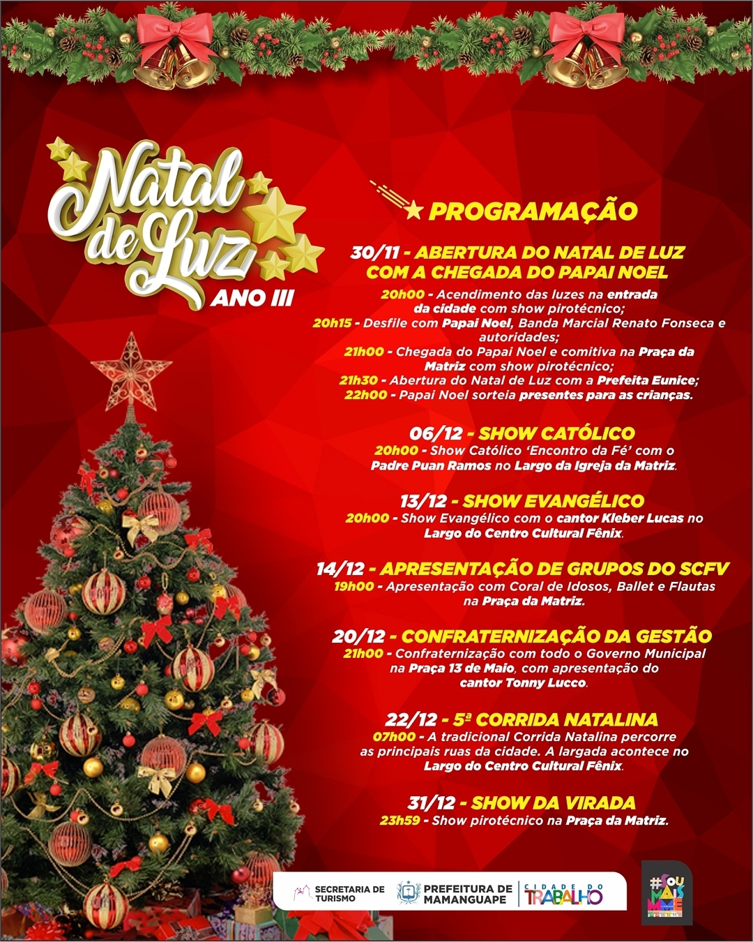 Prefeitura de Mamanguape divulga programação do Natal de Luz 2019