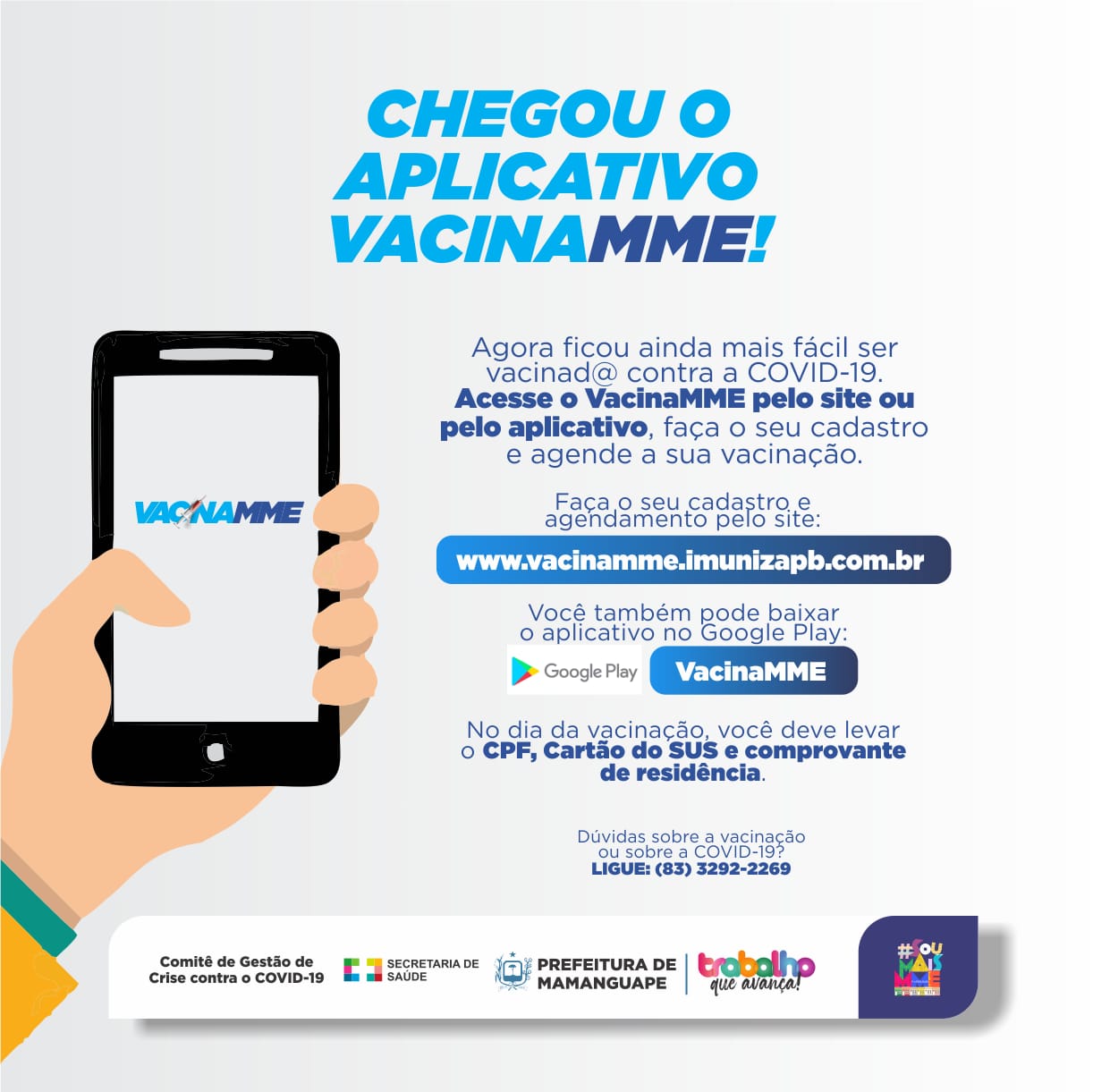 Secretaria de Saúde de Mamanguape lança site e aplicativo para população agendar vacina contra covid-19