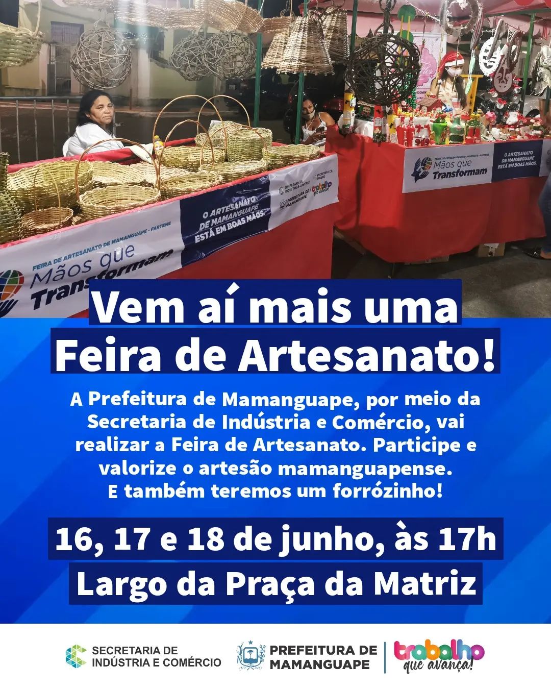 Prefeitura de Mamanguape realiza Feira de Artesanato nos dias 16, 17 e 18 de junho