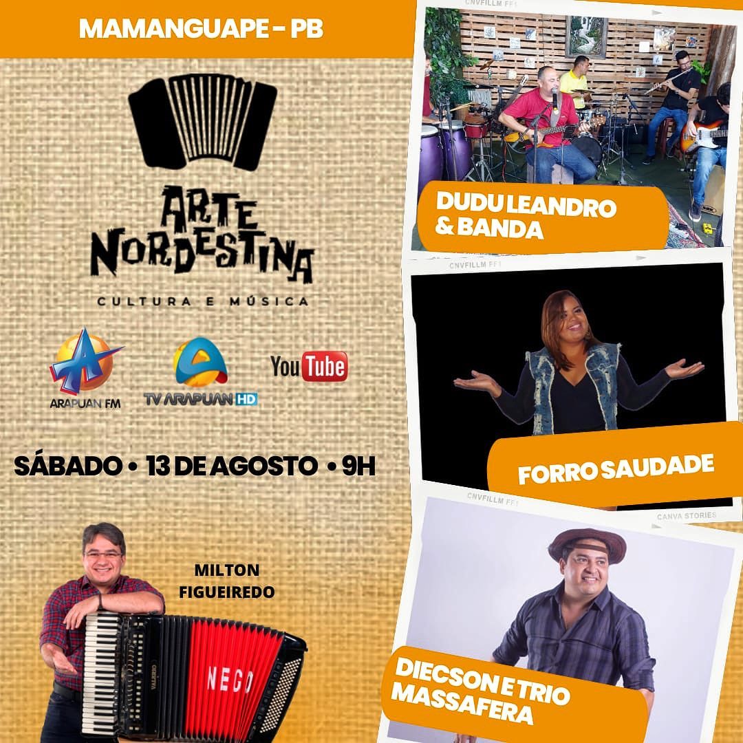Mamanguape recebe transmissão do Programa Arte Nordestina da TV Arapuan