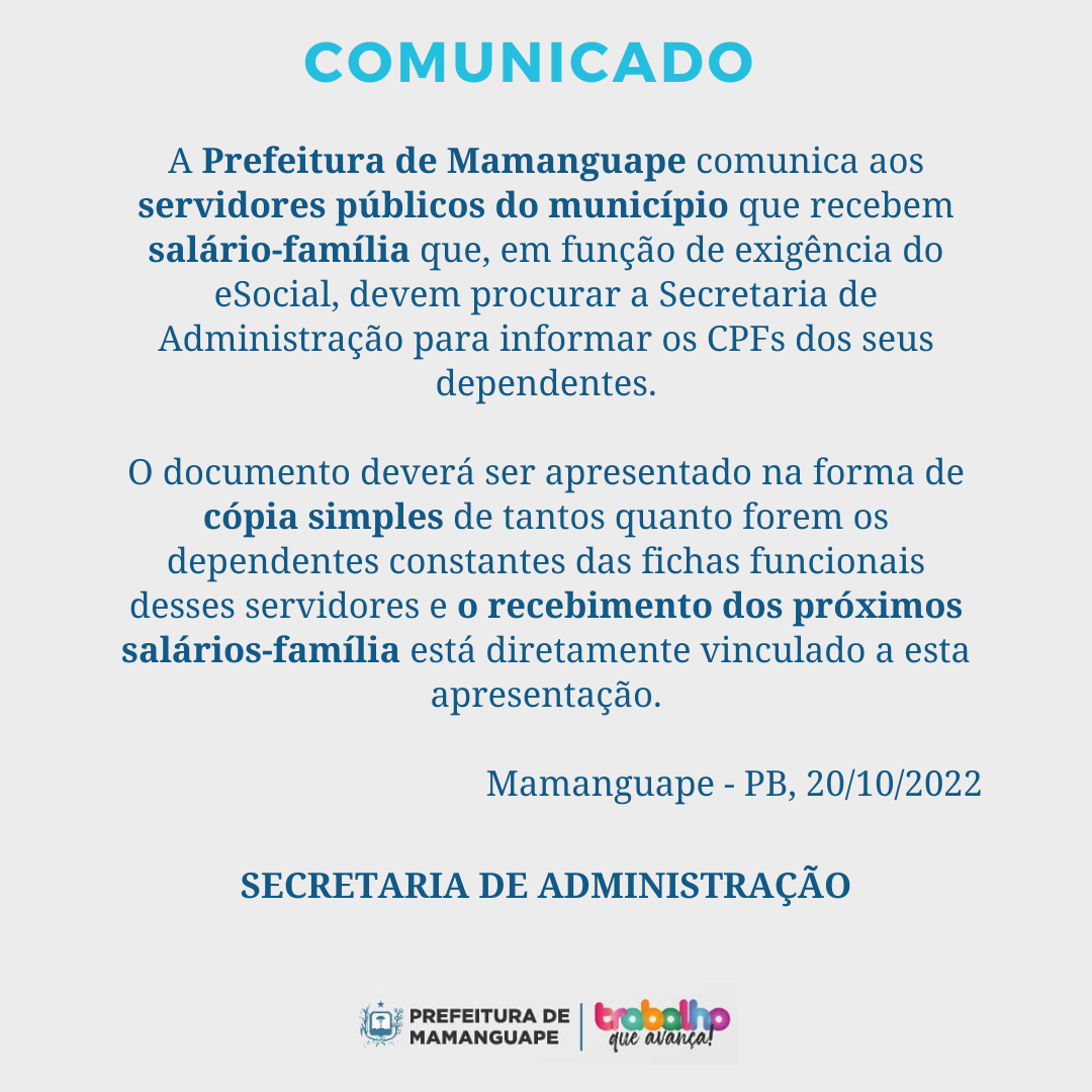 Comunicado | Secretaria de Administração