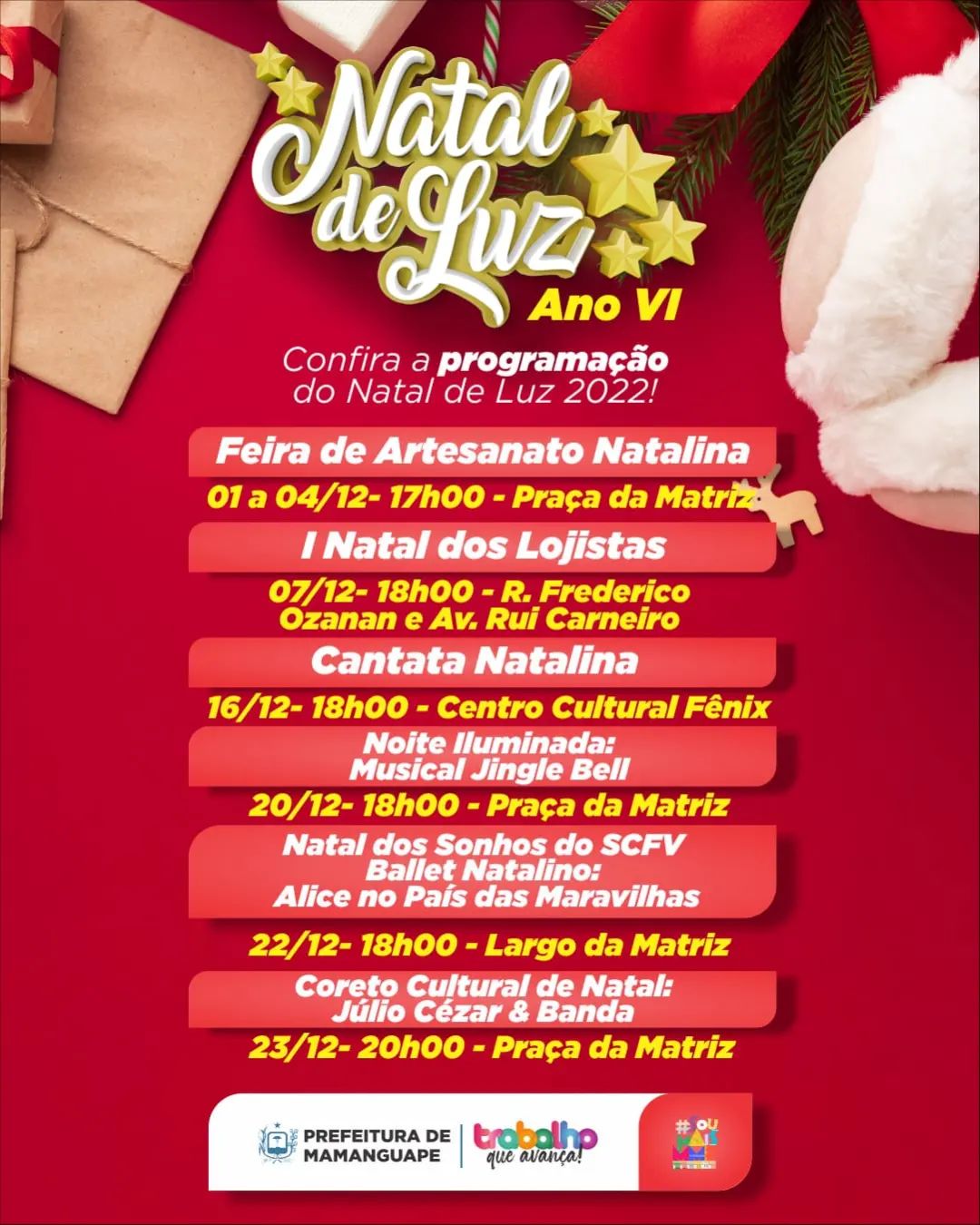 Prefeitura de Mamanguape divulga programação do 'Natal de Luz – Ano VI' | Prefeitura de Mamanguape - PB Prefeitura de Mamanguape divulga programação do 'Natal de Luz – Ano VI' | Prefeitura de Mamanguape - PB