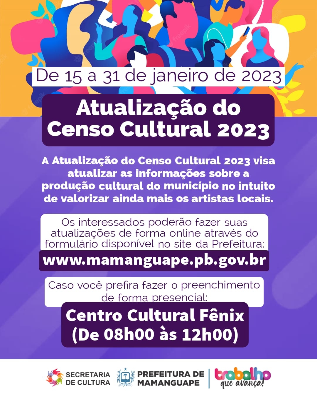 Censo Cultural – Secretaria de Cultura de Mamanguape está realizando recadastramento cultural no município