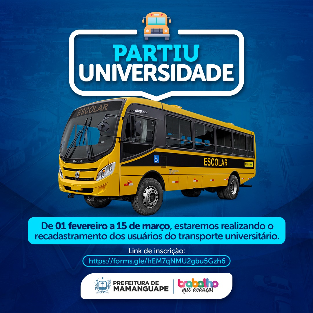 Transporte Universitário – Mamanguape realiza recadastramento 2024 dos estudantes