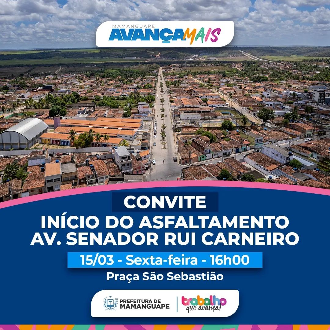 Prefeitura de Mamanguape começa pavimentação asfáltica da Avenida Senador Ruy Carneiro