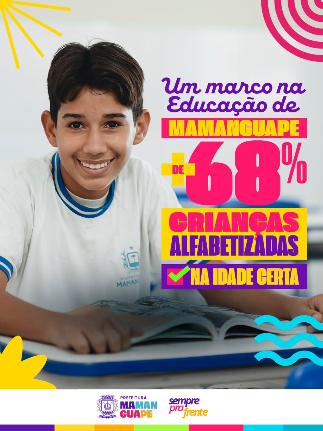 Mamanguape supera metas federal e nacional e celebra avanço na educação com mais de 68% das crianças alfabetizadas na idade certa