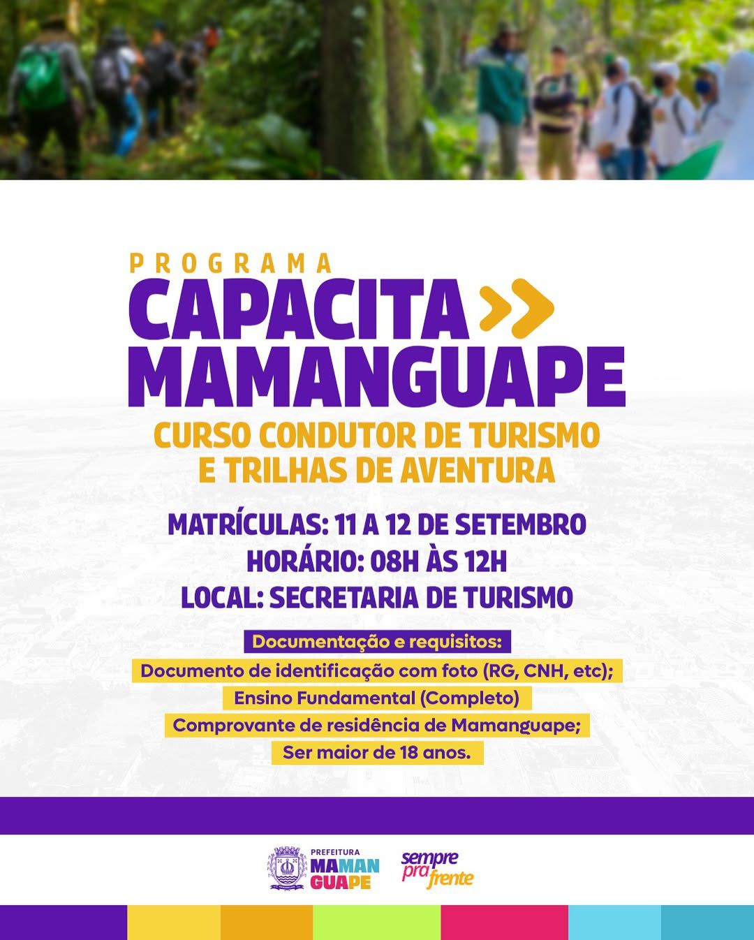 Capacita Mamanguape: Prefeitura abre inscrições para o Curso de Condutor de Turismo