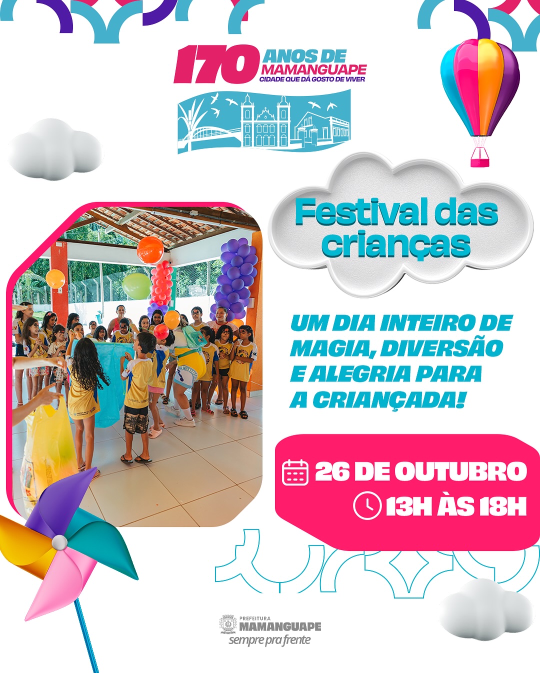 Comemoração dos 170 anos de Mamanguape terá Festival das Crianças, neste domingo (26)