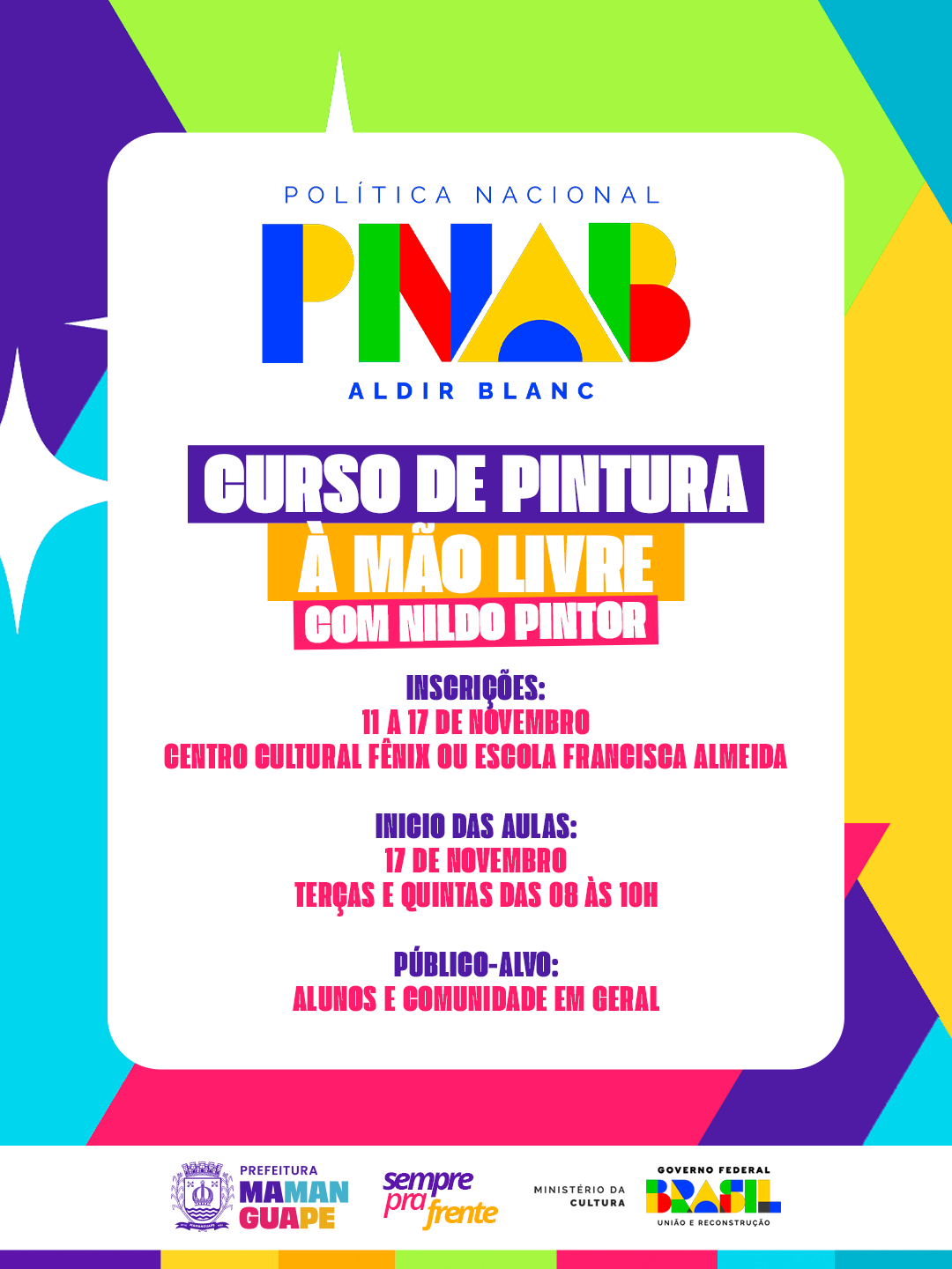 Secretaria da Cultura abre inscrições para curso gratuito de Pintura à Mão Livre