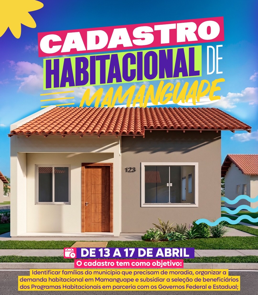 Prefeitura de Mamanguape abre inscrições para o Cadastro Habitacional com mutirão entre 13 e 17 de abril